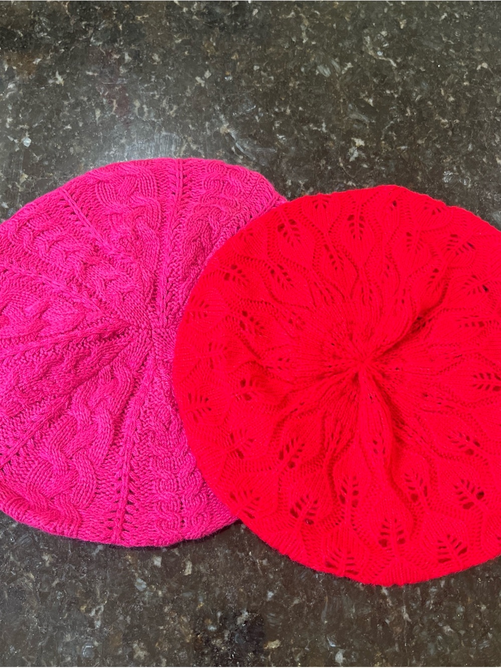 Women's Knit Beret - Hot Pink & Red